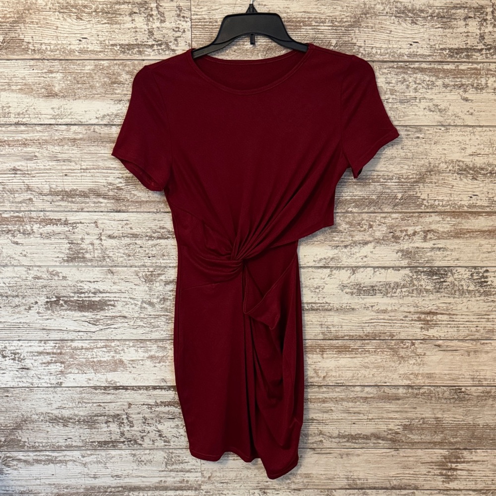 SHEIN Burgundy Twist Mini Dress